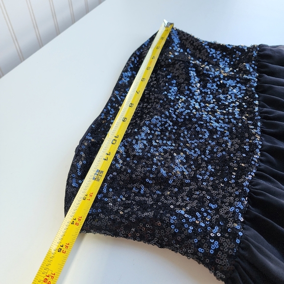 Forever 21 Dress Black Strapless Sequins  Hi Low Women Party Shiffon Size Small - Picture 10 of 15